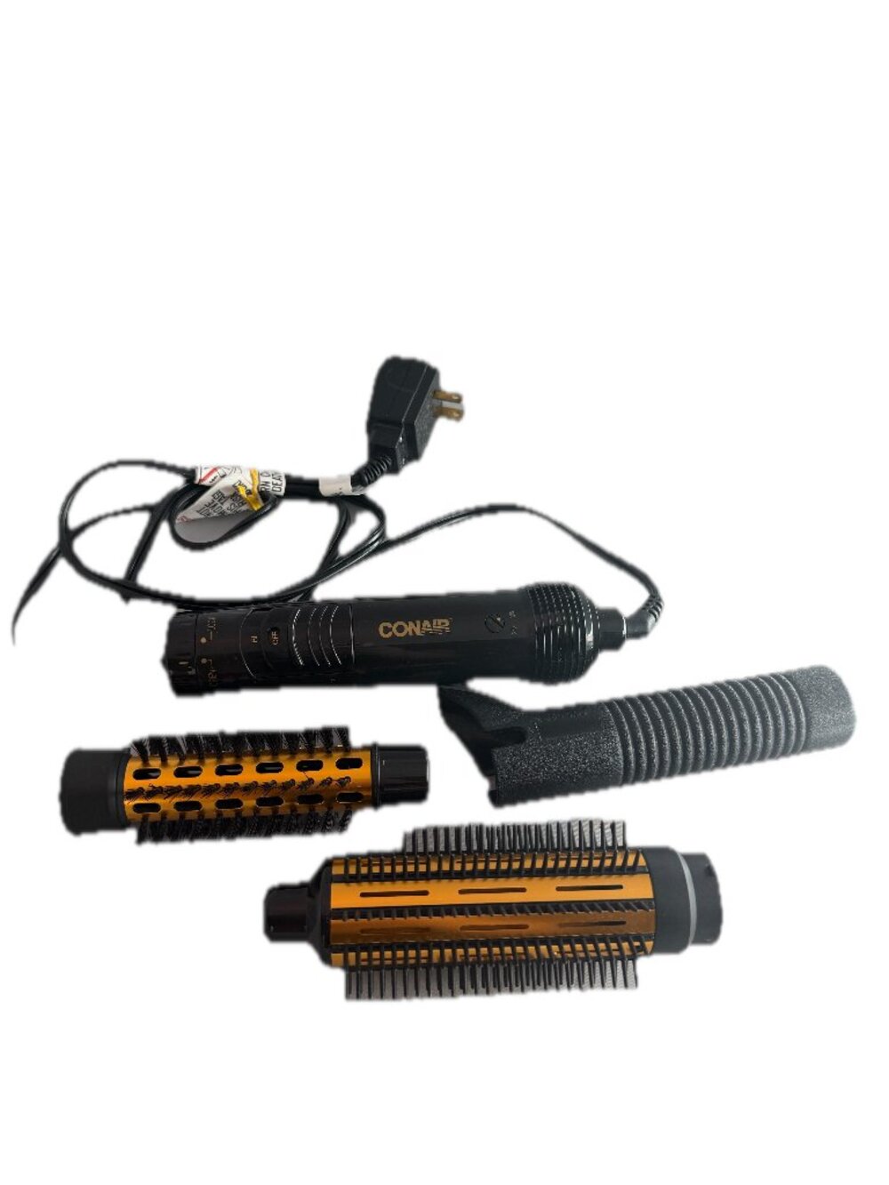 Conair Black Gold Hot Air Brush Styler Interchangeable Heads Volumizer Women's